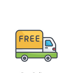 Free Delivery Filled Outline Vector Icon Design illustration on White background. EPS 10 File