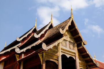 Naklejka premium The ornamental roof point at the grand palace the Temple so beautiful.