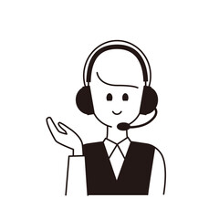 右手の平を上に向ける女性オペレーターの上半身