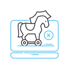 trojan line icon, outline symbol, vector illustration, concept sign