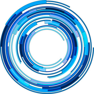 Abstract Lens Icon Design, 3D Blue Symbol With Circular Lines Pattern