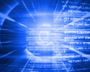 Blue background with coding