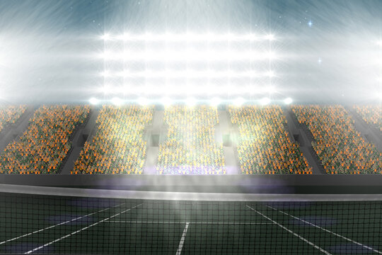 Tennis field on a stadium 