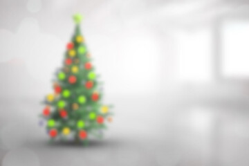 Blurry christmas tree in room