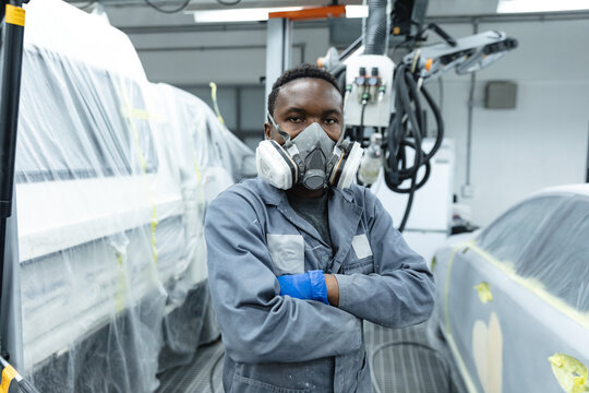 Portrait of African American man car painter