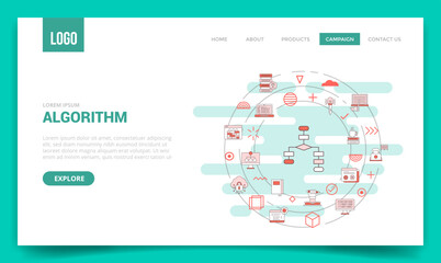 algorithm concept with circle icon for website template or landing page homepage