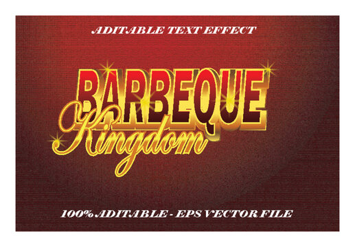 6. BARBEQUE KINGDOM editable text effect 3d emboss style design