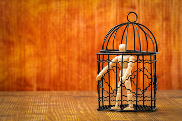 Dummy inside a birdcage