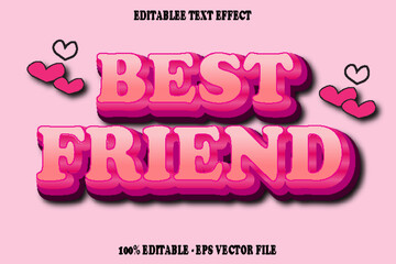 BEST FRIEND editable text effect 3d emboss style design