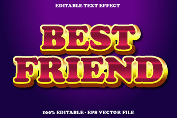 BEST FRIEND editable text effect 3d emboss style design