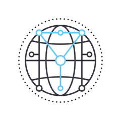 worldwide network line icon, outline symbol, vector illustration, concept sign