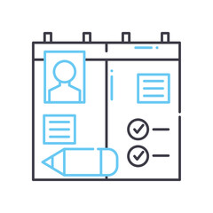 working planner line icon, outline symbol, vector illustration, concept sign