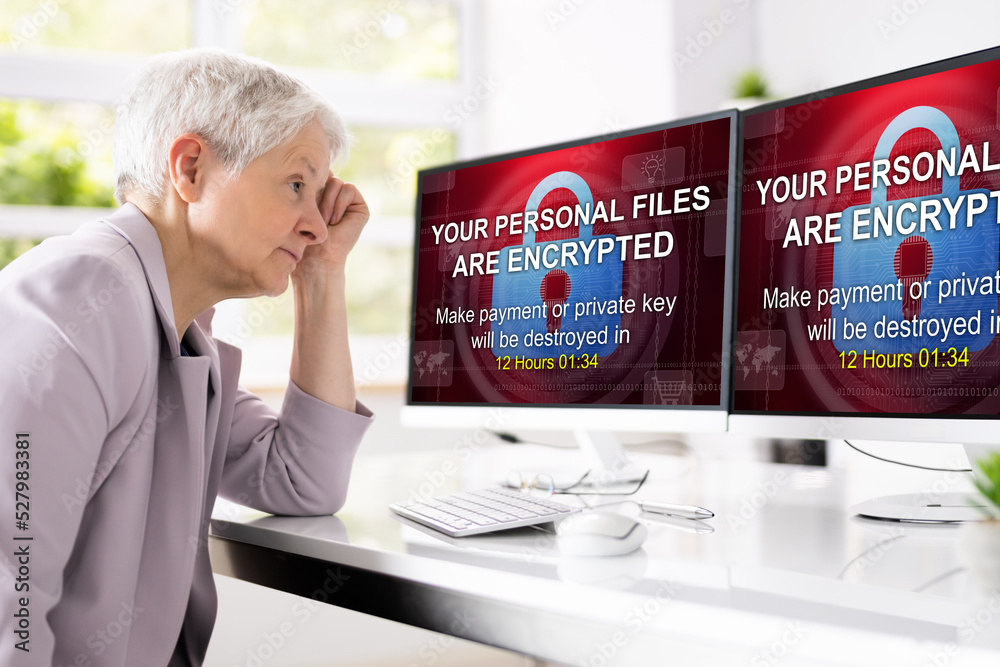 Poster Ransomware Cyber Attack Showing Personal Files Encrypted