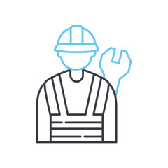 worker line icon, outline symbol, vector illustration, concept sign
