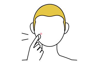 美容、メンズスキンケア、ニキビに薬を塗る男性