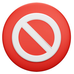 prohibited forbidden sign on transparent background. 3D Illustration