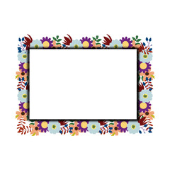 Floral watercolor wedding invitation frame with circle shape