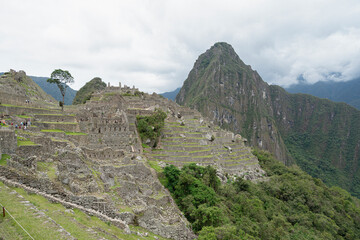 View of the ancient Inca City of Machu Picchu. The 15-th century Inca site.'Lost city of the Incas'