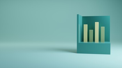 3d rendering bar graph elements with copy space,  stock market chart with a declining trend.