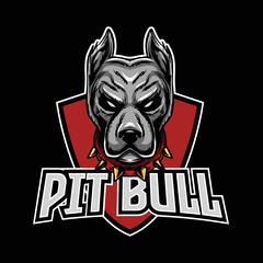 Pit Bull Head Mascot Logo Illustration