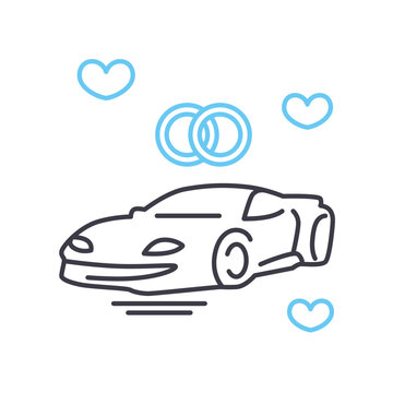 wedding car line icon, outline symbol, vector illustration, concept sign