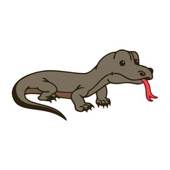 Cute cartoon big lizard. Suitable for use in the design of children's books or animal identification cards for children.
