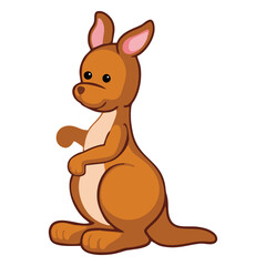 Cute cartoon kangaroo. Suitable for use in children's book designs or animal introductions to children