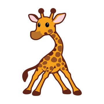 Cute cartoon giraffe. Suitable for use in children's book designs or animal introductions to children