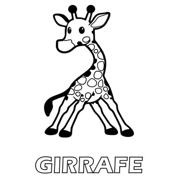 Coloring pages, part of the animal coloring book. Coloring the giraffe at the same time can be used for animal recognition
