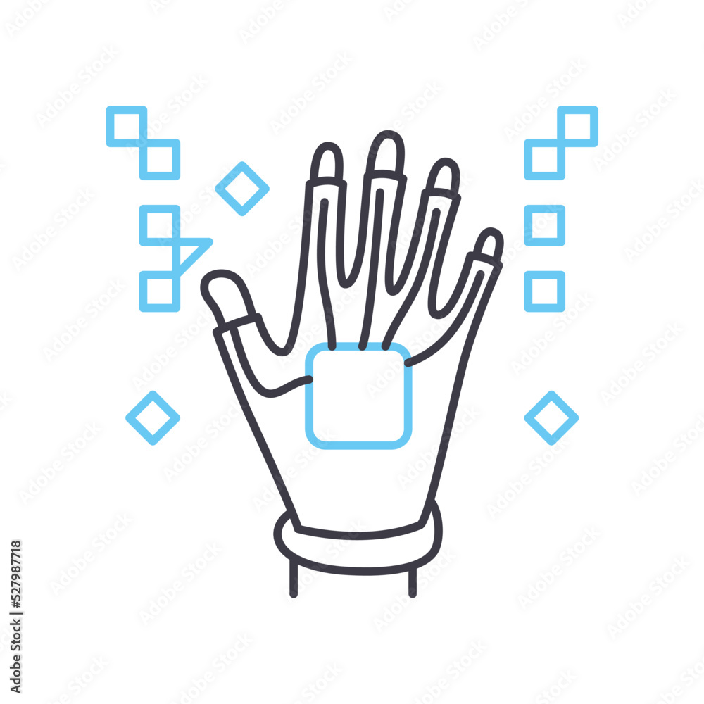 Wall mural vr gloves line icon, outline symbol, vector illustration, concept sign