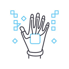vr gloves line icon, outline symbol, vector illustration, concept sign