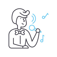 vocal musician line icon, outline symbol, vector illustration, concept sign