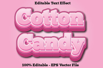 Cotton Candy editable text effect 3d emboss style design