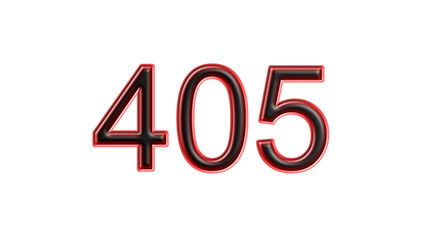 red 405 number 3d effect white background