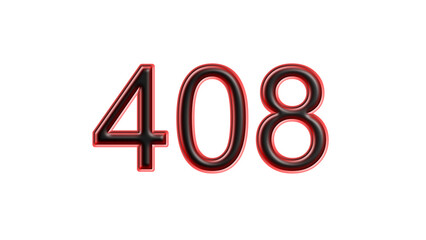 red 408 number 3d effect white background