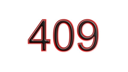 red 409 number 3d effect white background