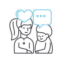 visiting family line icon, outline symbol, vector illustration, concept sign