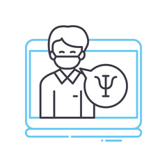 virtual psychologist line icon, outline symbol, vector illustration, concept sign