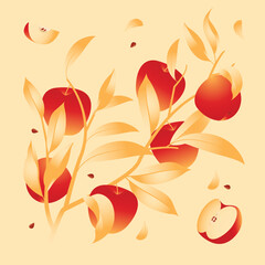 Fruit illustration design with vintage style