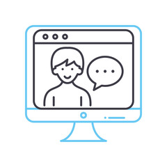 video chat line icon, outline symbol, vector illustration, concept sign