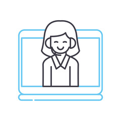 virtual assistant line icon, outline symbol, vector illustration, concept sign