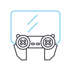 video gaming line icon, outline symbol, vector illustration, concept sign