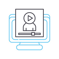 video lecture line icon, outline symbol, vector illustration, concept sign