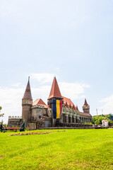 Fototapeta na wymiar Corvin Castle,or Hunyad Castle is a gothic castle located in Transylvania, Romania