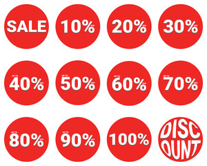 Set of sale design vector ten percent to one hundred percent
