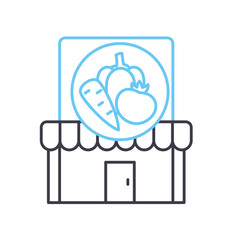 vegan market line icon, outline symbol, vector illustration, concept sign