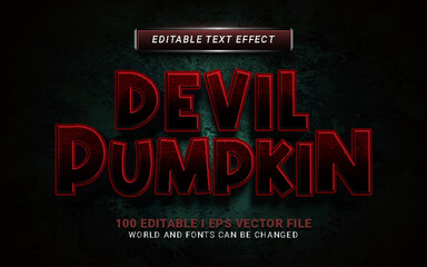 devil pumpkin text effect for halloween background