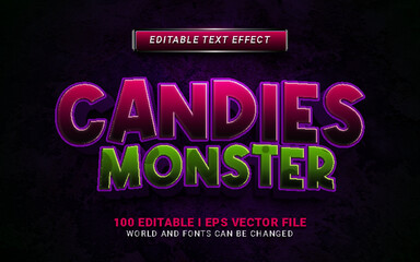candies monster 3d style text effect for halloween background