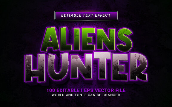 aliens hunter 3d style text effect for halloween background