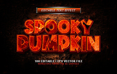 spooky pumpkin 3d style text effect background design